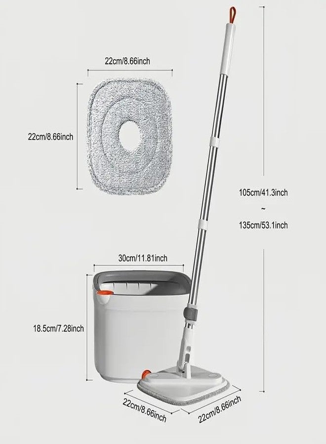 MIXEN Spin Mop and Bucket, Separates Dirty and Clean Water, Upgraded Square Microfiber Mop for Floor Cleaning, Flat Mop with 2 Washable & Reusable Microfiber Pads for All Types Floors (Spin mop) - Image 2